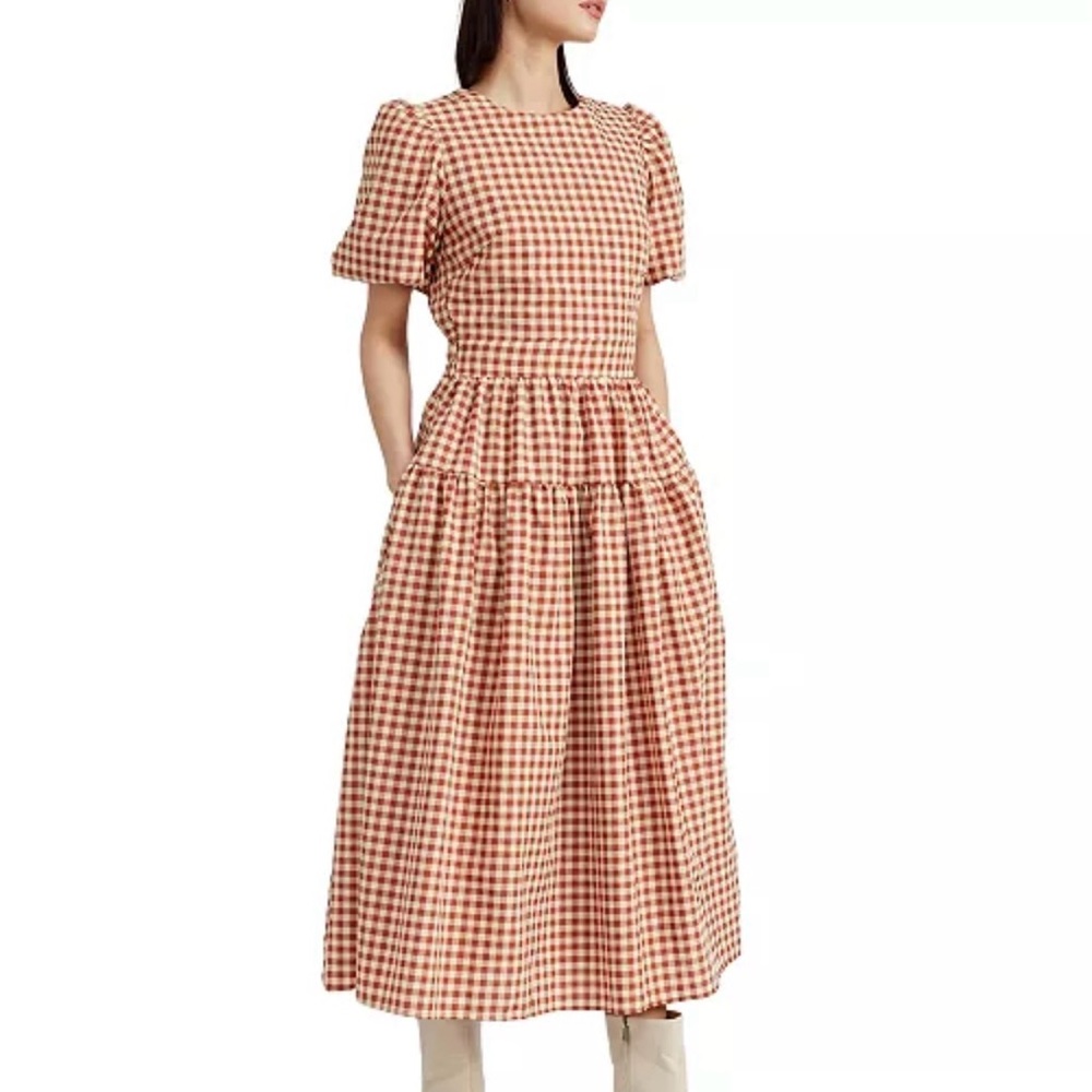 En Saison Red and White Midi Dress